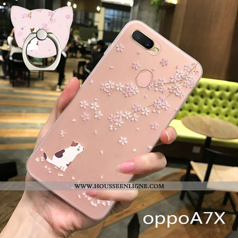 Coque Oppo Ax7 Légère Fluide Doux Rose Simple Transparent Ornements Suspendus Délavé En Daim