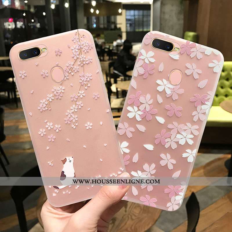 Coque Oppo Ax7 Légère Fluide Doux Rose Simple Transparent Ornements Suspendus Délavé En Daim