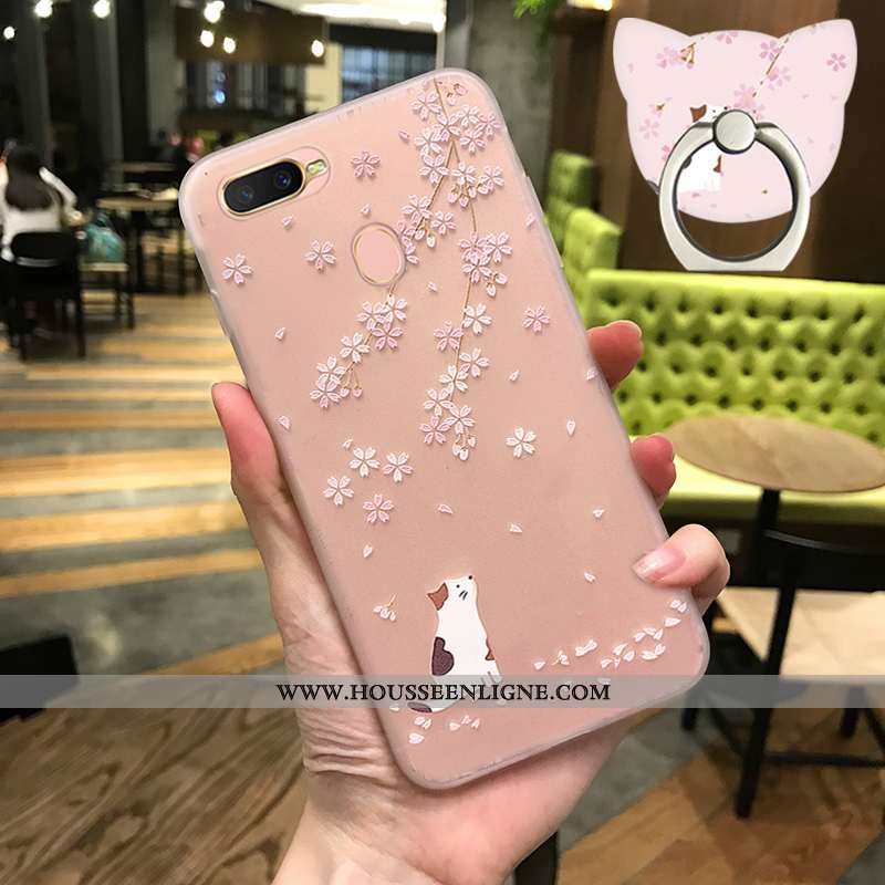 Coque Oppo Ax7 Légère Fluide Doux Rose Simple Transparent Ornements Suspendus Délavé En Daim