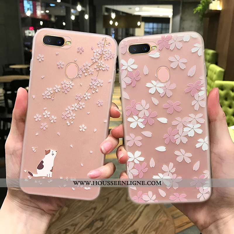 Coque Oppo Ax7 Légère Fluide Doux Rose Simple Transparent Ornements Suspendus Délavé En Daim