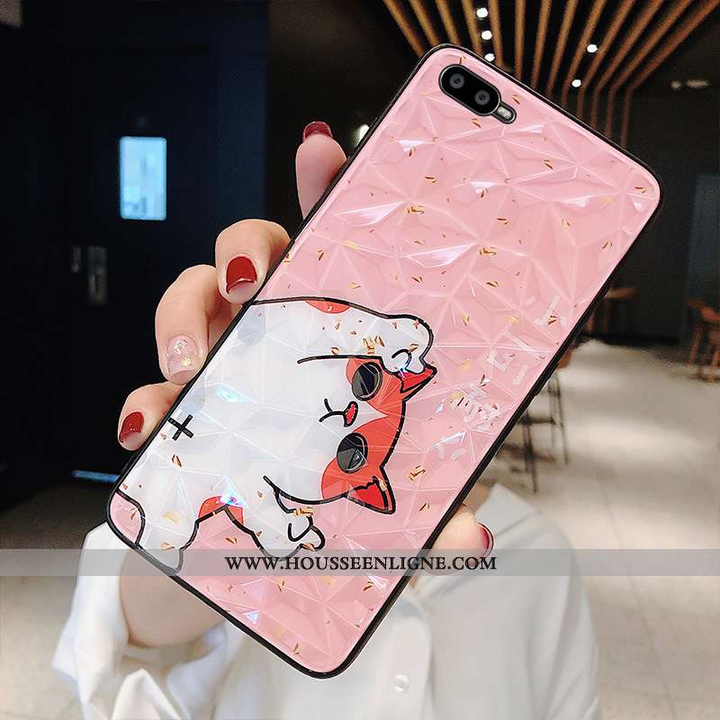 Coque Oppo Ax7 Modèle Fleurie Charmant Tendance Incassable Téléphone Portable Losange Rose