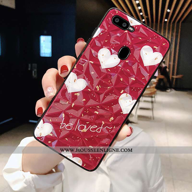 Coque Oppo Ax7 Modèle Fleurie Charmant Tendance Incassable Téléphone Portable Losange Rose