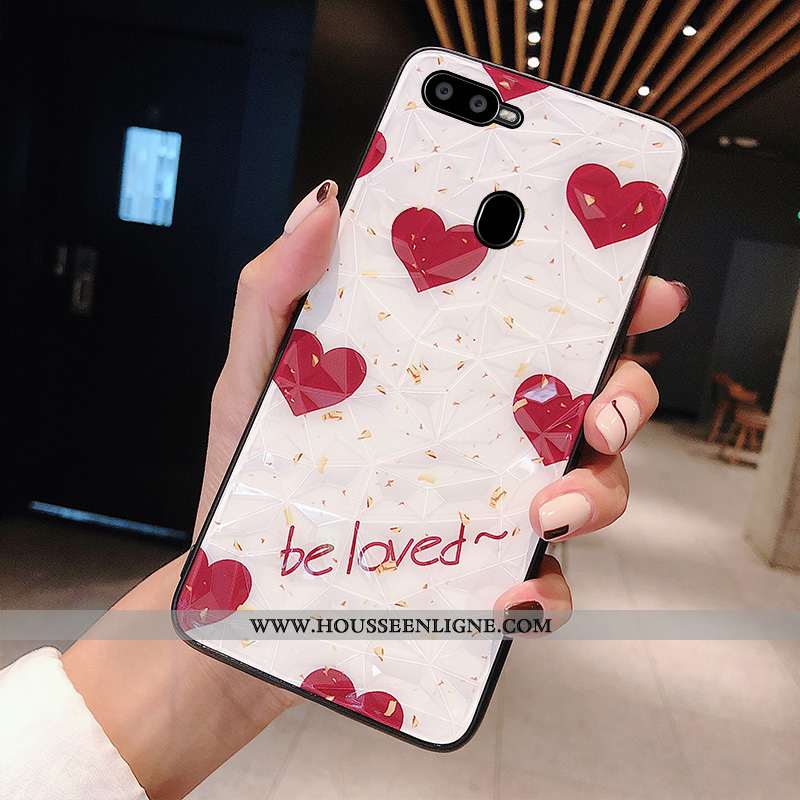 Coque Oppo Ax7 Modèle Fleurie Charmant Tendance Incassable Téléphone Portable Losange Rose