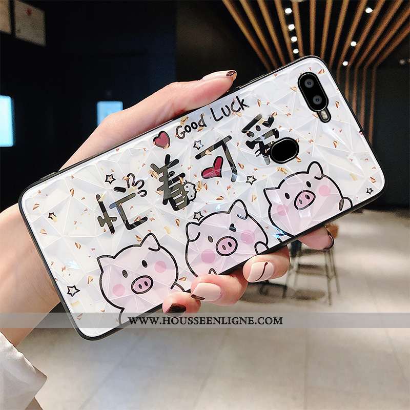 Coque Oppo Ax7 Modèle Fleurie Charmant Tendance Incassable Téléphone Portable Losange Rose