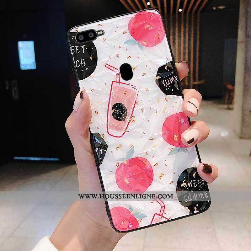 Coque Oppo Ax7 Modèle Fleurie Charmant Tendance Incassable Téléphone Portable Losange Rose