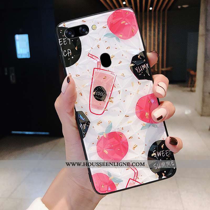 Coque Oppo Ax7 Modèle Fleurie Charmant Tendance Incassable Téléphone Portable Losange Rose