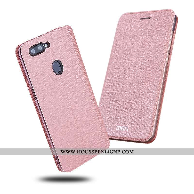 Coque Oppo Ax7 Protection Cuir Rose Étui Simple Silicone
