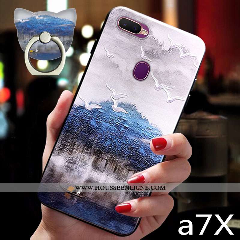 Coque Oppo Ax7 Vintage Tendance Tout Compris Style Chinois Ornements Suspendus Fluide Doux Bleu