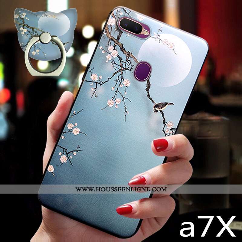 Coque Oppo Ax7 Vintage Tendance Tout Compris Style Chinois Ornements Suspendus Fluide Doux Bleu
