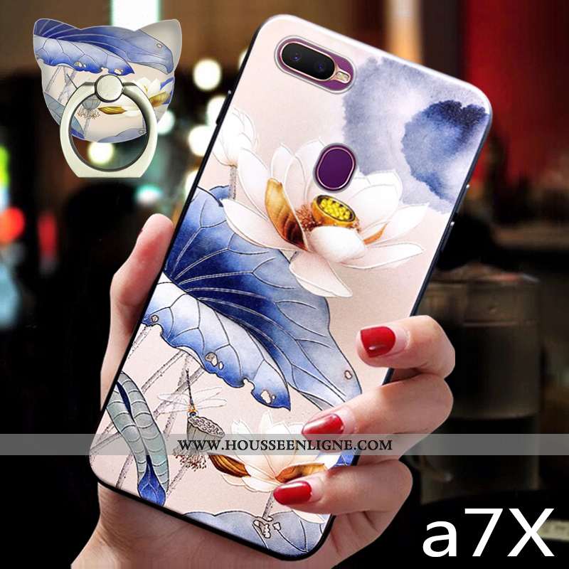 Coque Oppo Ax7 Vintage Tendance Tout Compris Style Chinois Ornements Suspendus Fluide Doux Bleu