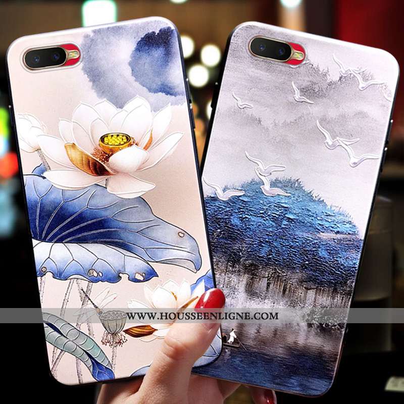 Coque Oppo Ax7 Vintage Tendance Tout Compris Style Chinois Ornements Suspendus Fluide Doux Bleu