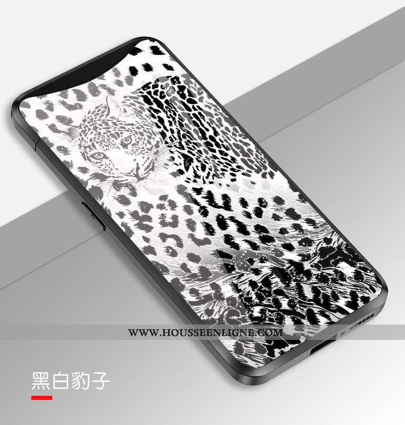 Coque Oppo Find X Créatif Tendance Cœur Silicone Étui Modèle Fleurie Tempérer Noir