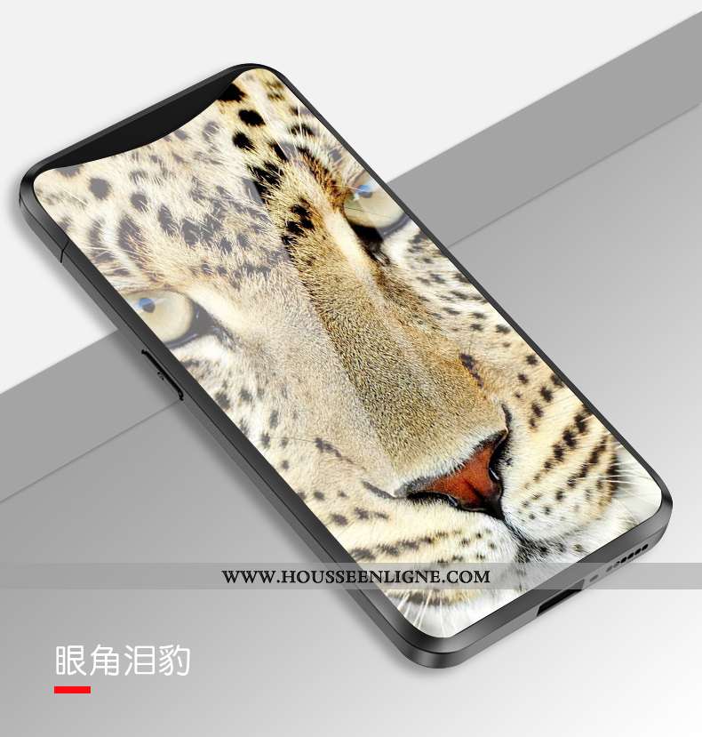 Coque Oppo Find X Créatif Tendance Cœur Silicone Étui Modèle Fleurie Tempérer Noir