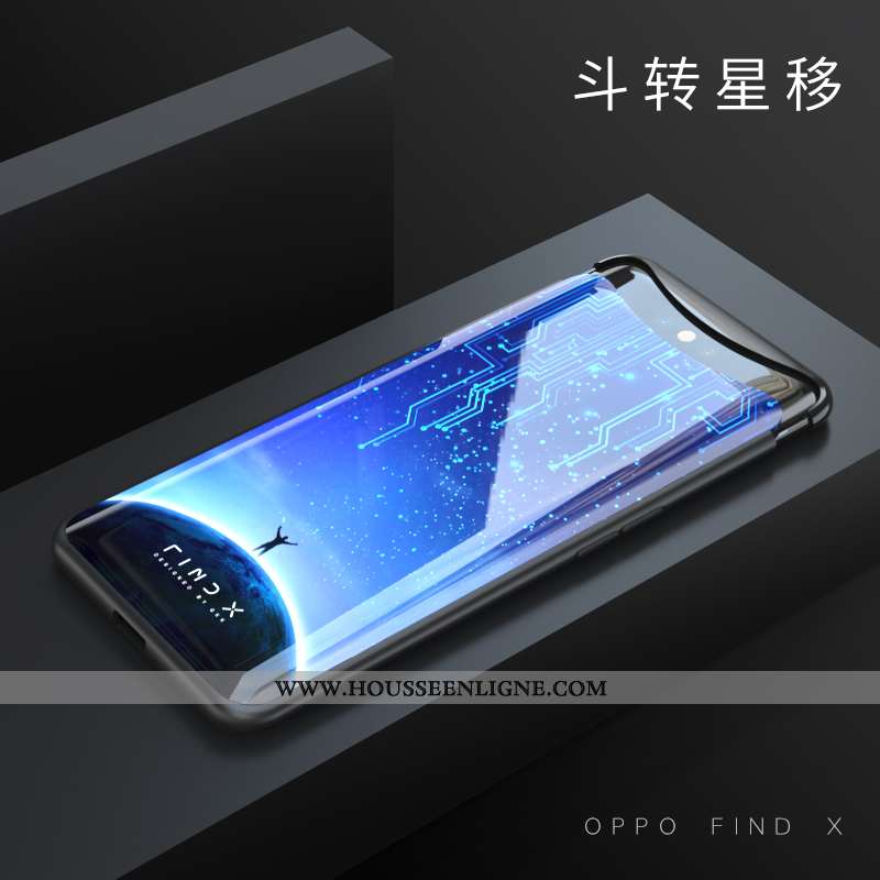 Coque Oppo Find X Fluide Doux Protection Verre Difficile Noir Net Rouge