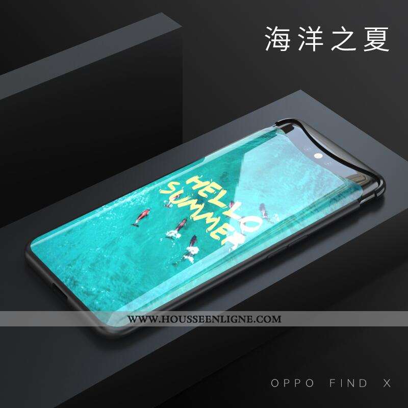 Coque Oppo Find X Fluide Doux Protection Verre Difficile Noir Net Rouge