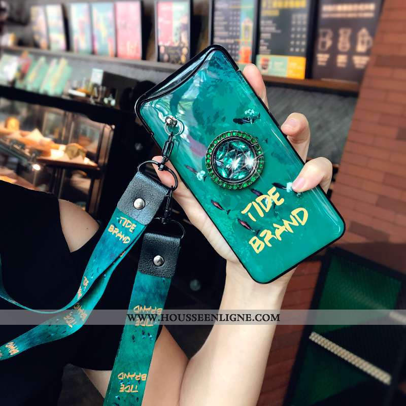 Coque Oppo Find X Fluide Doux Silicone Tout Compris Légère Étui Créatif Téléphone Portable Verte