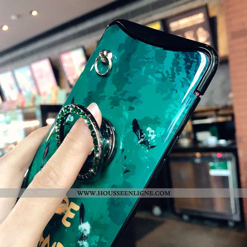 Coque Oppo Find X Fluide Doux Silicone Tout Compris Légère Étui Créatif Téléphone Portable Verte