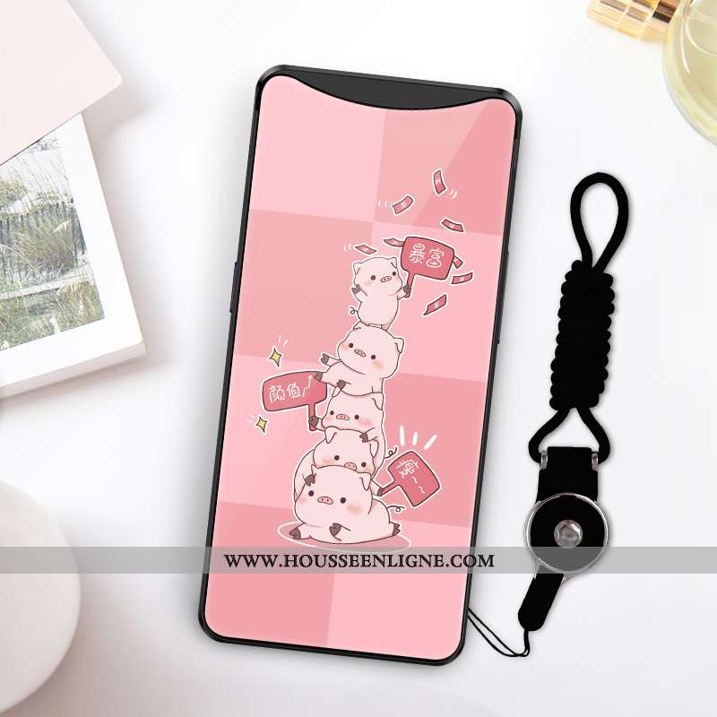 Coque Oppo Find X Ornements Suspendus Personnalité Verre Ultra Charmant Créatif Rose