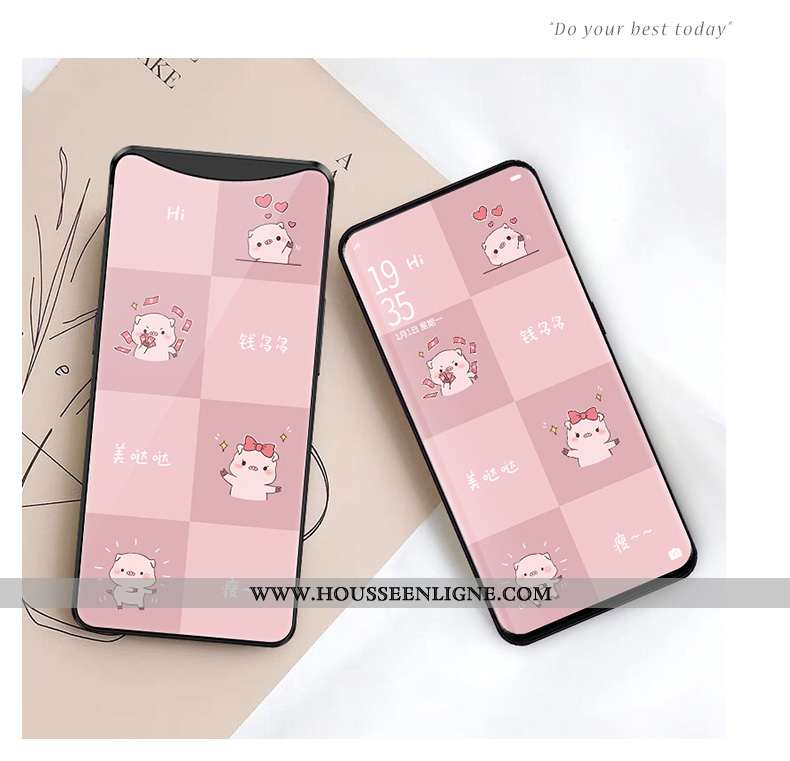 Coque Oppo Find X Ornements Suspendus Personnalité Verre Ultra Charmant Créatif Rose