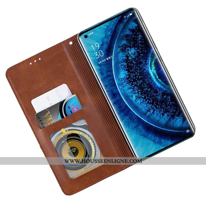 Coque Oppo Find X Protection Créatif Cuir Carte Bleu Téléphone Portable Tout Compris