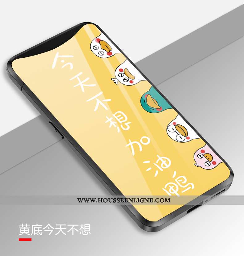 Coque Oppo Find X Verre Dessin Animé Amoureux Simple Téléphone Portable Rose