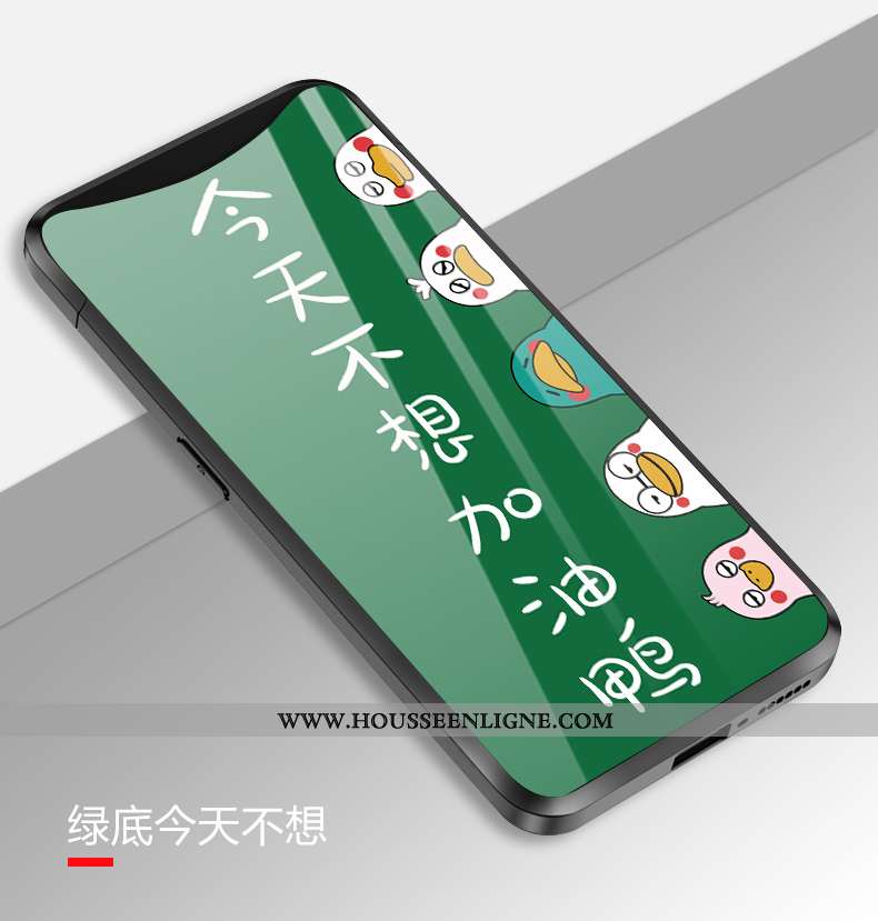 Coque Oppo Find X Verre Dessin Animé Amoureux Simple Téléphone Portable Rose
