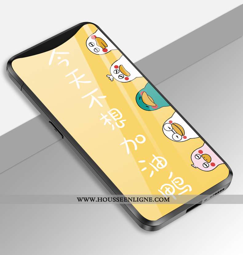 Coque Oppo Find X Verre Dessin Animé Amoureux Simple Téléphone Portable Rose