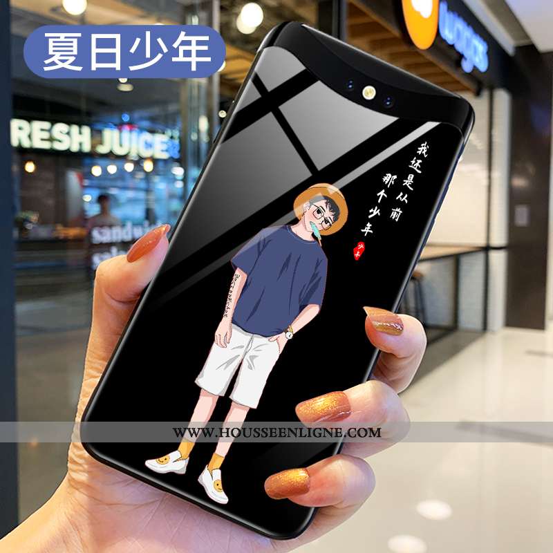 Coque Oppo Find X Verre Fluide Doux Protection Juvénile Téléphone Portable Tout Compris Amoureux Noi