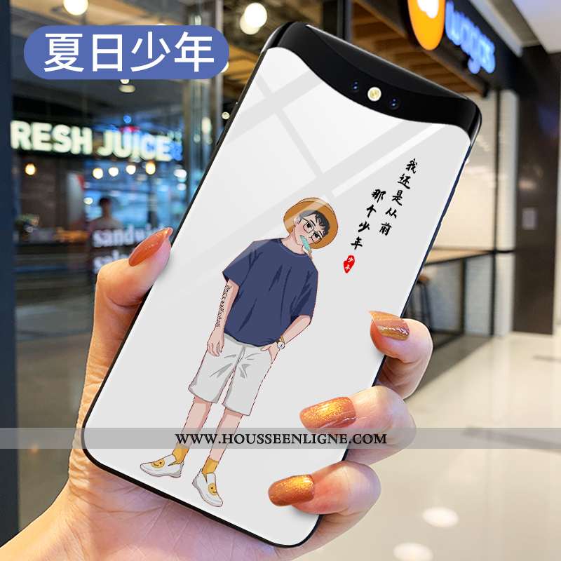 Coque Oppo Find X Verre Fluide Doux Protection Juvénile Téléphone Portable Tout Compris Amoureux Noi