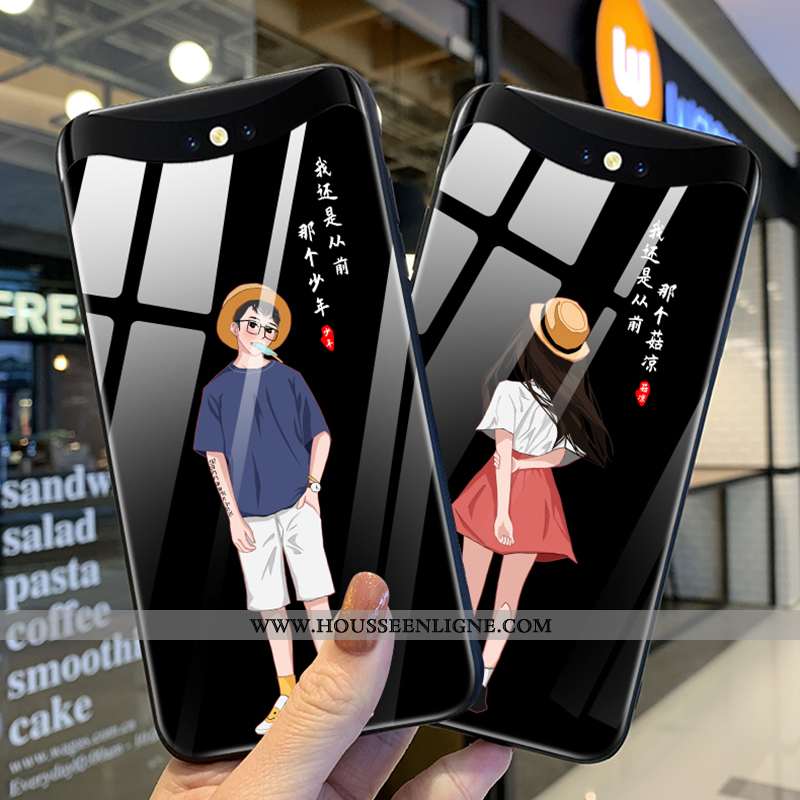 Coque Oppo Find X Verre Fluide Doux Protection Juvénile Téléphone Portable Tout Compris Amoureux Noi
