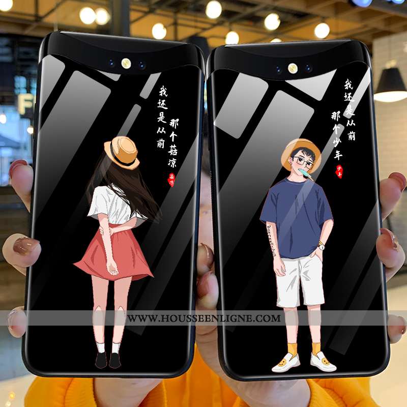 Coque Oppo Find X Verre Fluide Doux Protection Juvénile Téléphone Portable Tout Compris Amoureux Noi