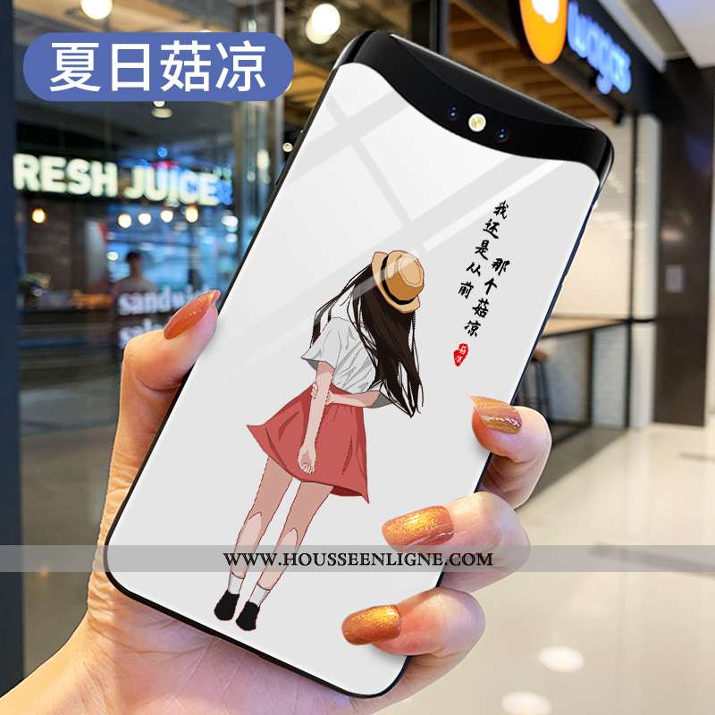 Coque Oppo Find X Verre Fluide Doux Protection Juvénile Téléphone Portable Tout Compris Amoureux Noi