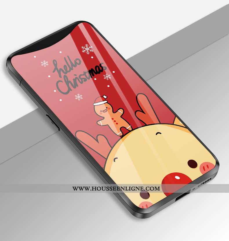 Coque Oppo Find X Verre Personnalité Tempérer Rouge Cadeau Noël Miroir