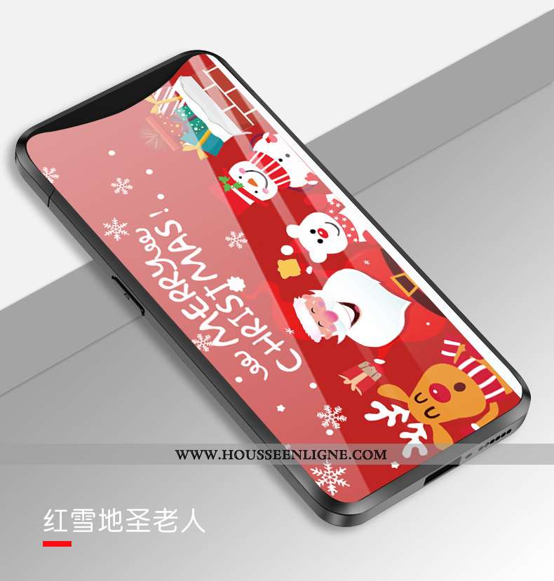 Coque Oppo Find X Verre Personnalité Tempérer Rouge Cadeau Noël Miroir