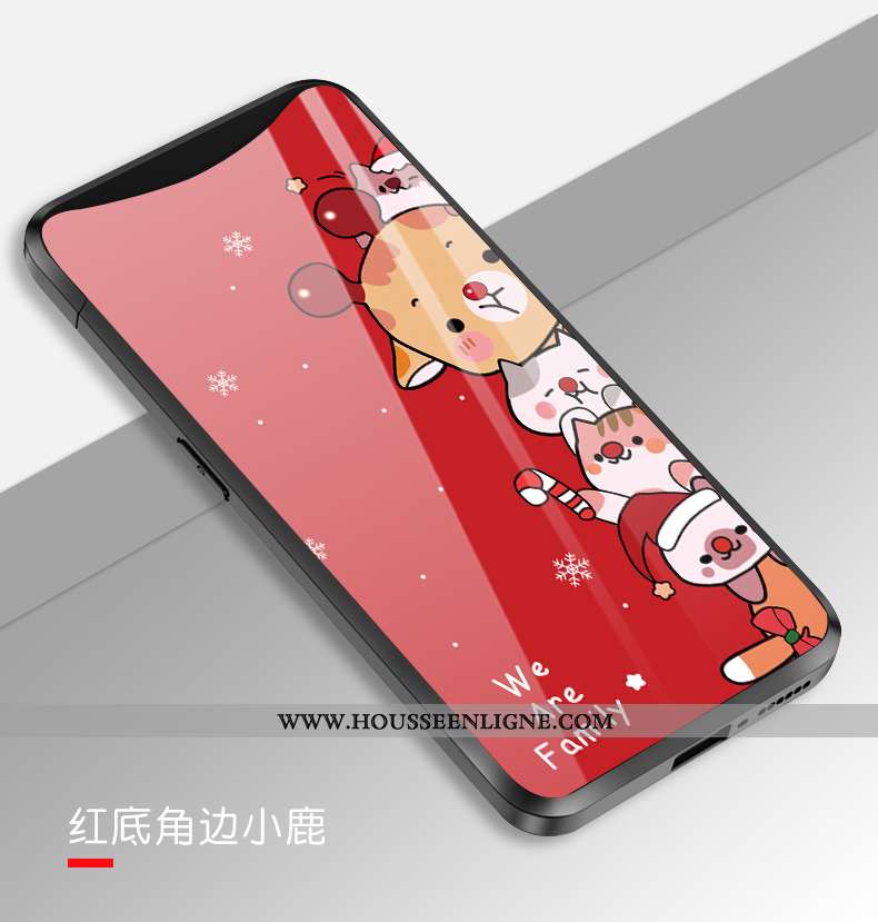 Coque Oppo Find X Verre Personnalité Tempérer Rouge Cadeau Noël Miroir