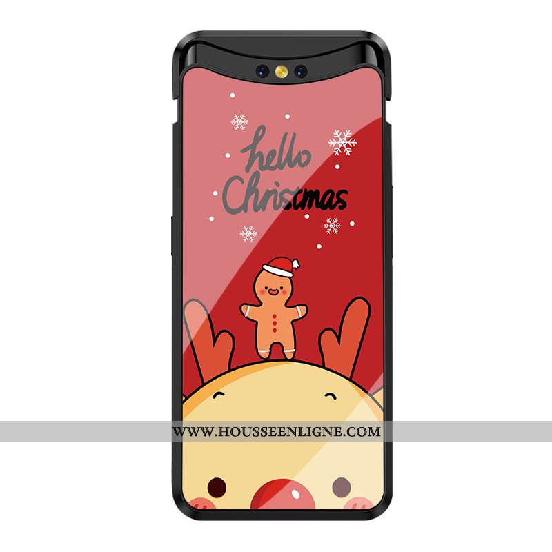 Coque Oppo Find X Verre Personnalité Tempérer Rouge Cadeau Noël Miroir