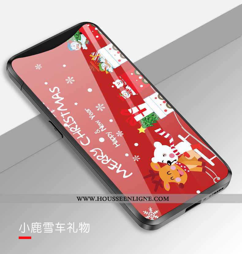 Coque Oppo Find X Verre Personnalité Tempérer Rouge Cadeau Noël Miroir