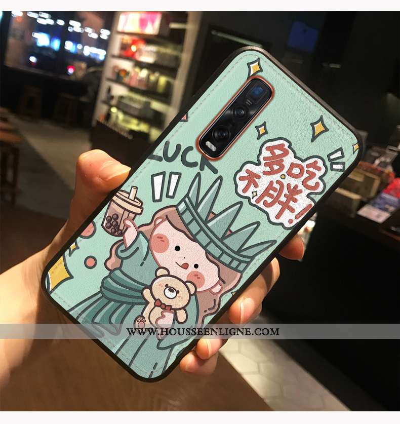Coque Oppo Find X2 Pro Créatif Gaufrage Silicone Tout Compris Téléphone Portable Vert Verte