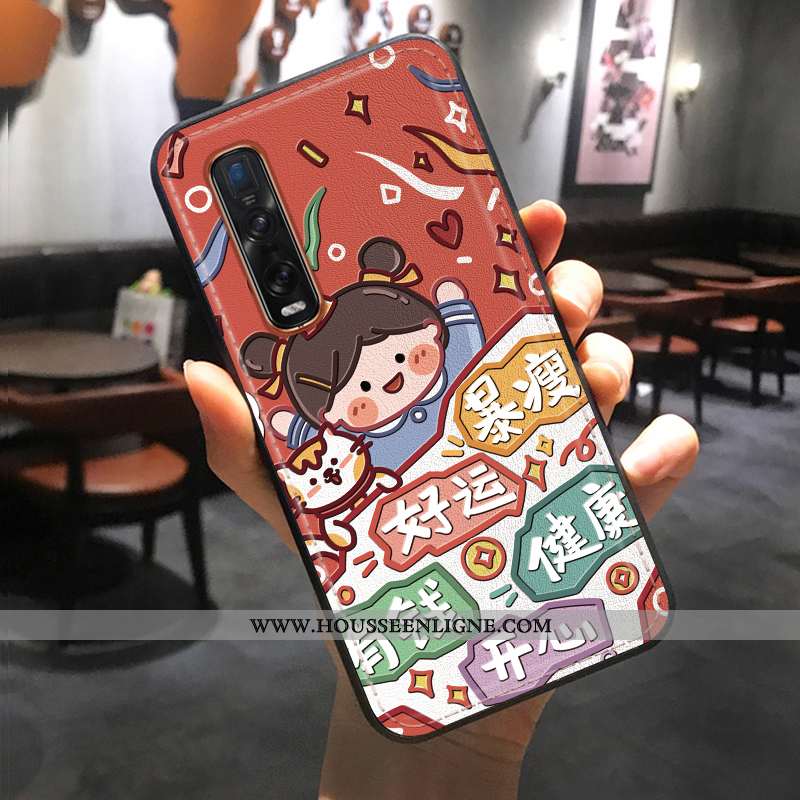 Coque Oppo Find X2 Pro Créatif Gaufrage Silicone Tout Compris Téléphone Portable Vert Verte