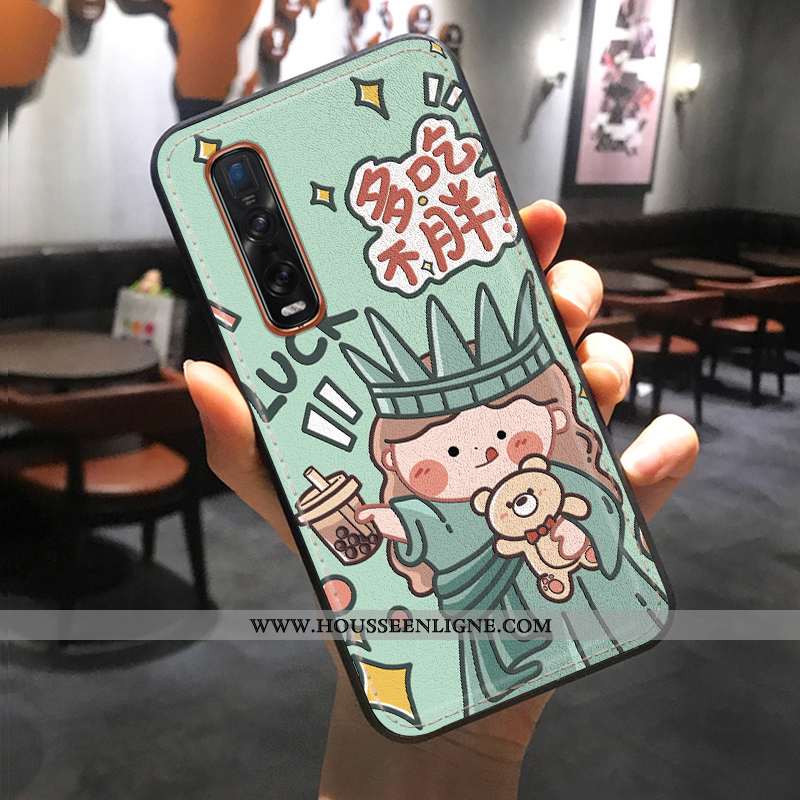 Coque Oppo Find X2 Pro Créatif Gaufrage Silicone Tout Compris Téléphone Portable Vert Verte