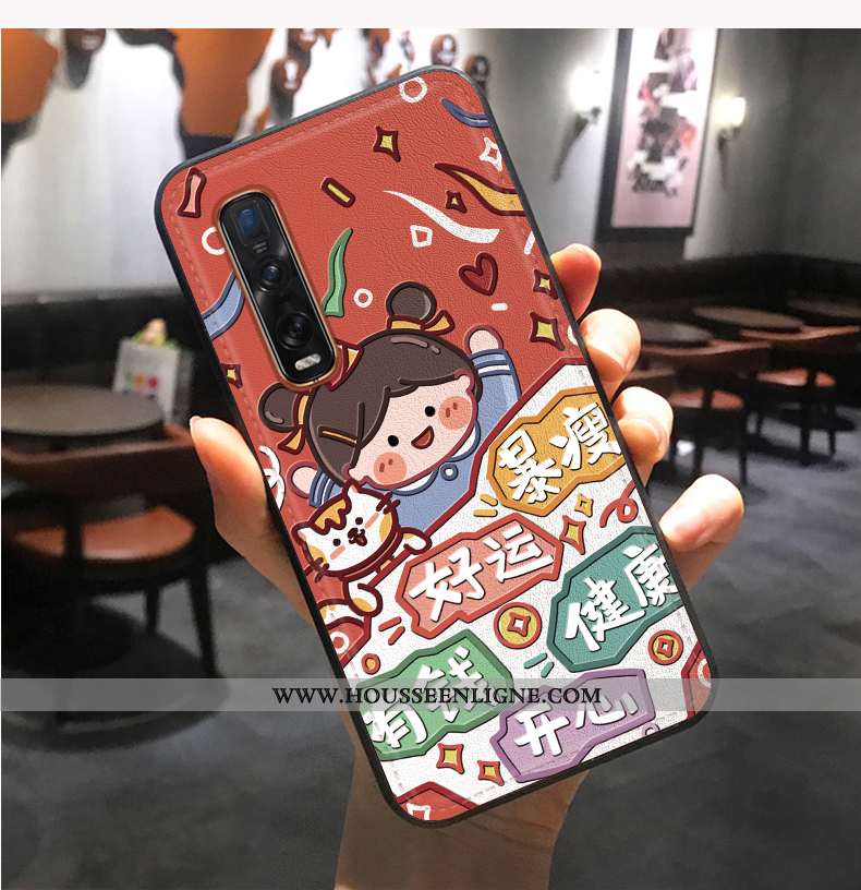 Coque Oppo Find X2 Pro Créatif Gaufrage Silicone Tout Compris Téléphone Portable Vert Verte