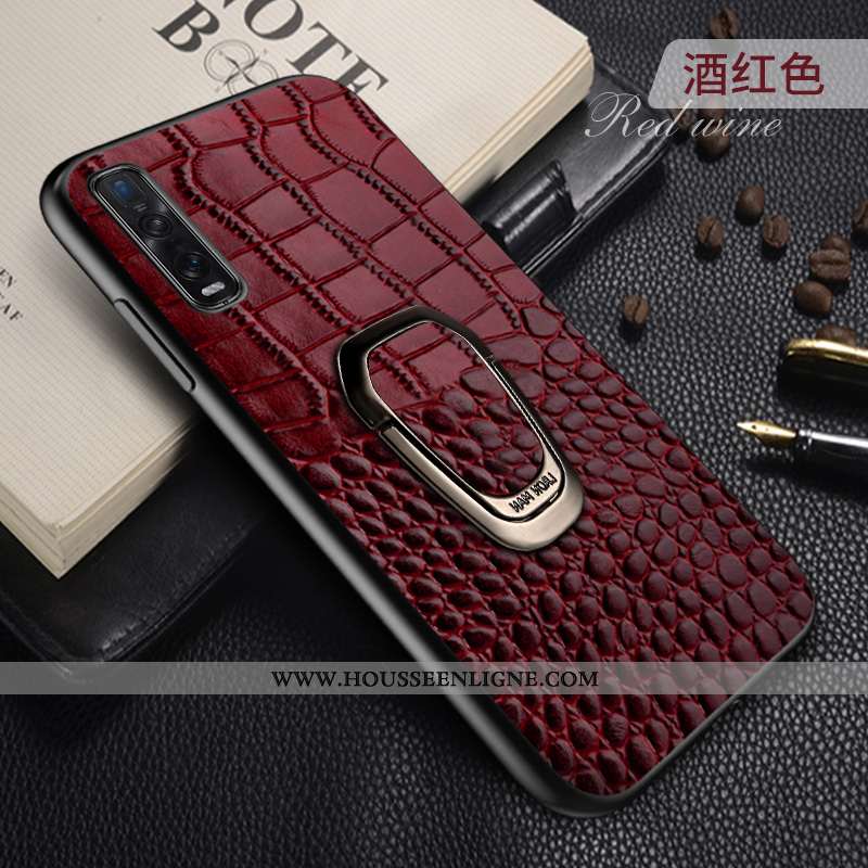Coque Oppo Find X2 Pro Cuir Véritable Cuir Étui Business À Bord Personnalité Luxe Marron