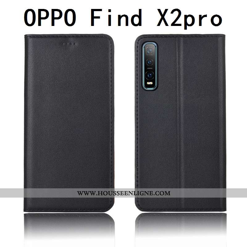 Coque Oppo Find X2 Pro Fluide Doux Silicone Cuir Véritable Étui Protection Incassable Clamshell Jaun
