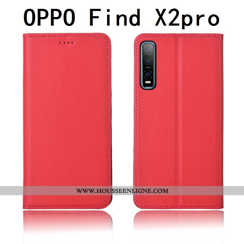 Coque Oppo Find X2 Pro Fluide Doux Silicone Cuir Véritable Étui Protection Incassable Clamshell Jaun