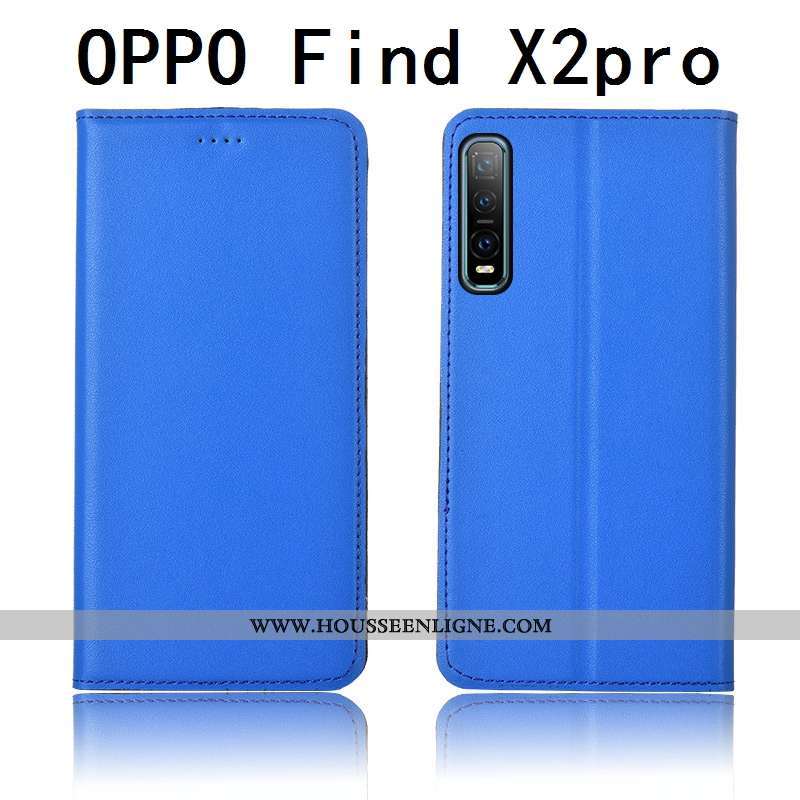 Coque Oppo Find X2 Pro Fluide Doux Silicone Cuir Véritable Étui Protection Incassable Clamshell Jaun