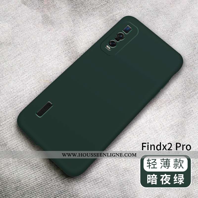 Coque Oppo Find X2 Pro Légère Fluide Doux Délavé En Daim Téléphone Portable Incassable Net Rouge Ver