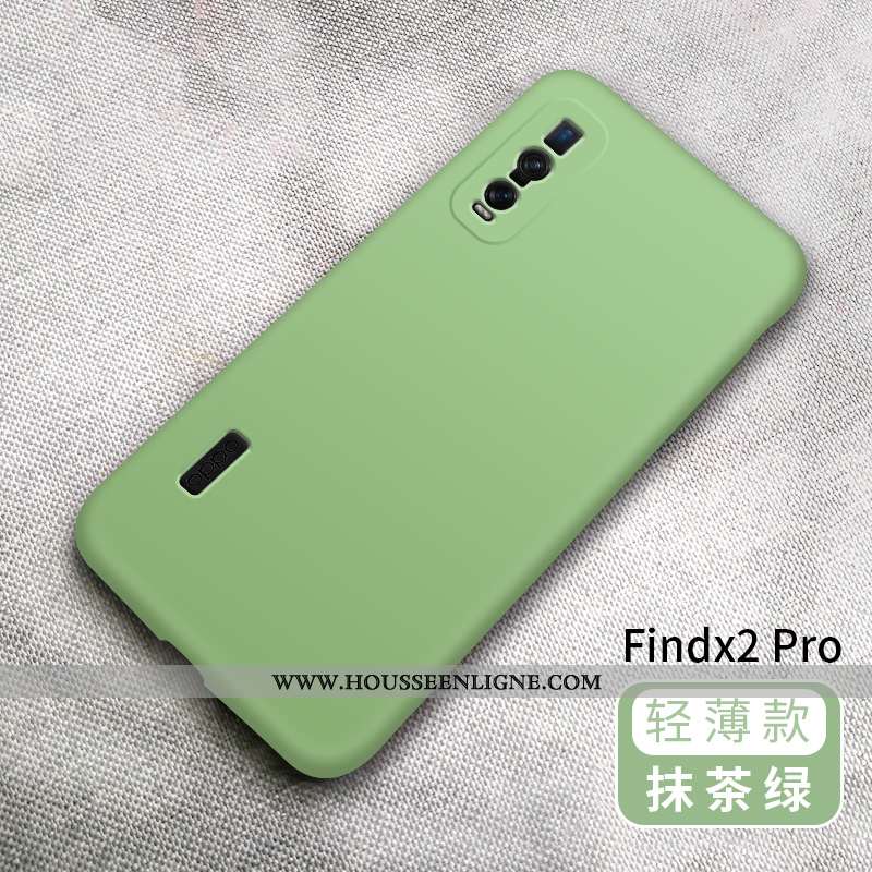 Coque Oppo Find X2 Pro Légère Fluide Doux Délavé En Daim Téléphone Portable Incassable Net Rouge Ver