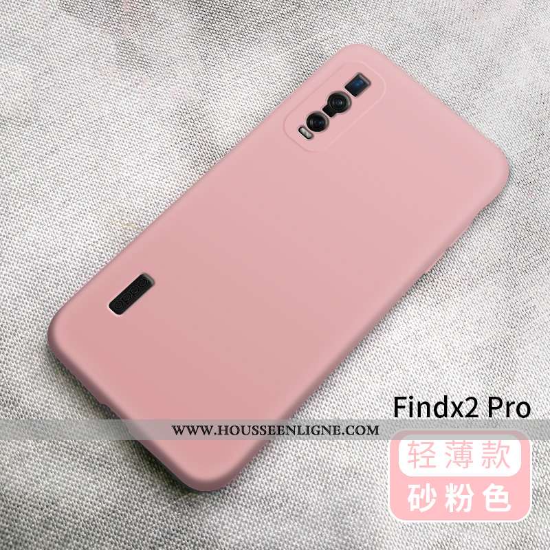 Coque Oppo Find X2 Pro Légère Fluide Doux Délavé En Daim Téléphone Portable Incassable Net Rouge Ver