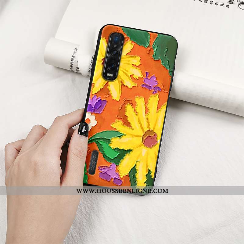 Coque Oppo Find X2 Pro Protection Délavé En Daim Violet Tout Compris Vintage Créatif Téléphone Porta