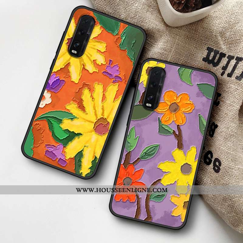 Coque Oppo Find X2 Pro Protection Délavé En Daim Violet Tout Compris Vintage Créatif Téléphone Porta